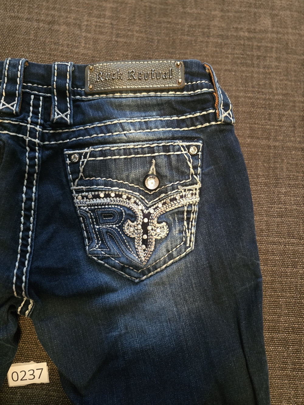 Rock Revival Embellished Dark Wash Jeans - Sundee Easy Skinny Size 27